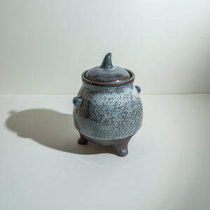 Speckled Blue Lidded Pot